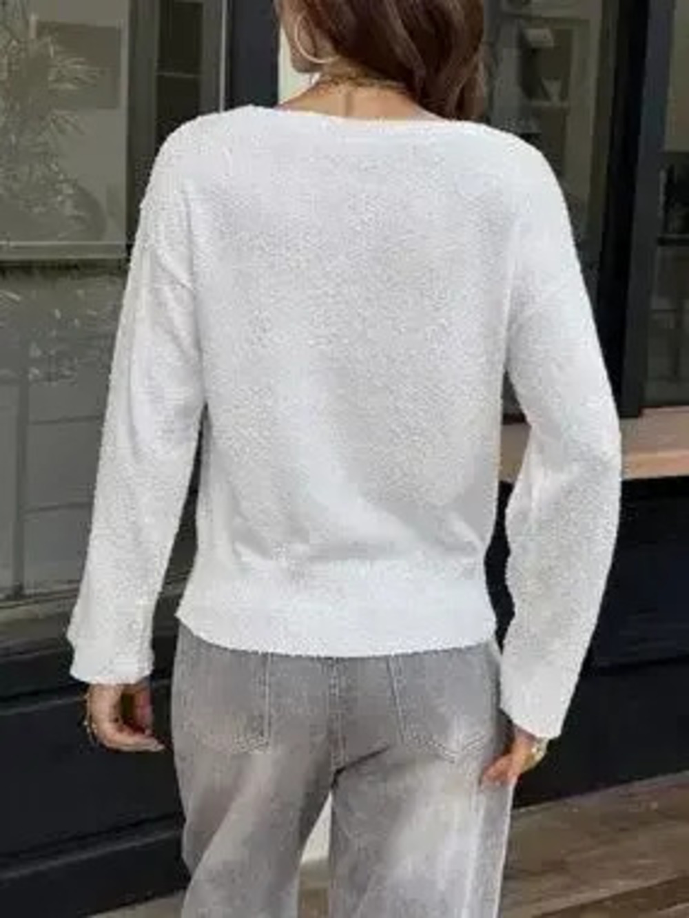 Boat Neck Dropped Shoulder Sweater - Picture 5 of 6